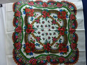 VINTAGE BRIGHT FLORAL 30” SCARF - Picture 1 of 7