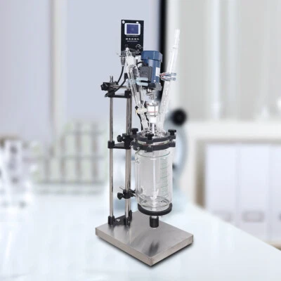 Digital Jacketed Chemical Glass Reactor Double Layers Lab Reaction Vessel 3L - Image 1 of 4