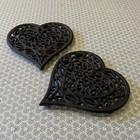 Cast Iron Heart Shaped Trivet Sauce Pan Pot Table Holder Stand - Pack of 2