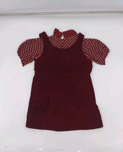 Vintage Girls Collar Dress Velvet in Burgundy - No Label Handmade USA Size ?? - Picture 1 of 13