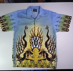 HAWAII COAST Highway VINTAGE Party Shirt Mens TRIBAL DRAGONS Size M Relaxed Fit