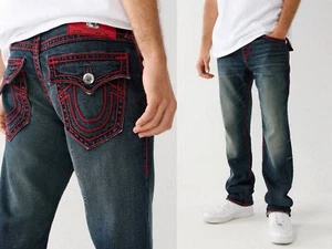 True Religion Men's Ricky Rope Stitch Relaxed Straight Jeans - 107974 - Picture 1 of 5