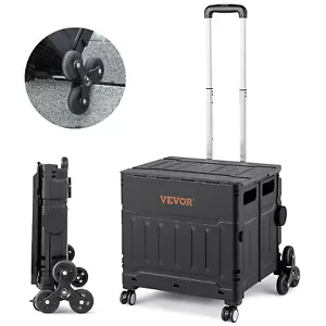 Stair Climbing Cart 53L Foldable Shopping Cart w/ Lid & Adjustable Handle - Picture 1 of 12