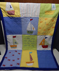 Pottery Barn Kids Crib Toddler Quilt Sailboat Ships Fish 36x50 Blanket Nautical