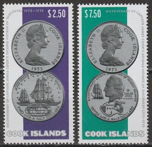 EDSROOM-16983 Cook Islands 406-7 MNH 1974 Complete Coins Capt Cook CV$30 - Picture 1 of 1