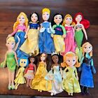 Disney Princess Mixed Lot Of 13 Plush Dolls! Different Sizes All Disney LOOK!