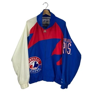 Vintage 90s Montreal Expos Jacket Logo Athletic Shark tooth Windbreaker Size XL - Picture 1 of 12