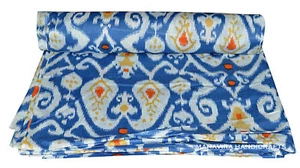 Ikat Pure Cotton print Hippie Running loose Blue dress making fabric by yard - Picture 1 of 3