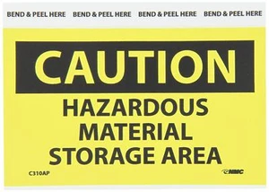 "CAUTION HAZARDOUS MATERIAL STORAGE AREA", 5" W x 3" H, Pressure Sensitive Vinyl - Picture 1 of 1