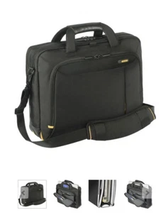 Targus Safe Port Protection Laptop Messenger Bag Black Faux Leather Handles - Picture 1 of 12