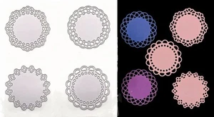 Set 4 Small Round Doily Die Cut Scalloped Border Frame Card Making Cutting Dies - Picture 1 of 4