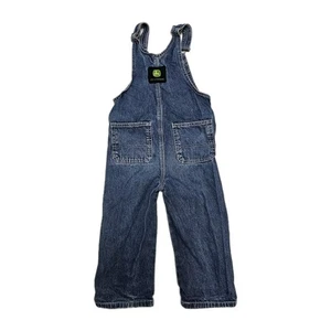 John Deere Denim BIB Overalls Kids Size 4T Pockets Farm Outdoors Country Tractor - Picture 1 of 10
