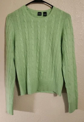 Suéter Saks Fifth Avenue 100% Cachemira Tejido con Cable "BRAT" Verde Talla Grande Foto 1 de 4