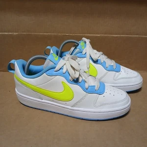 Nike Court Borough Low 2 Youth 6.5 White Baltic Blue Volt Like Yellow Sneakers - Picture 1 of 6