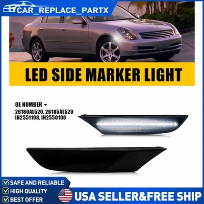 Parachoques delantero blanco LED luces de señalización laterales EK para Infiniti G35 2003-2006 sedán 4P Foto 1 de 4