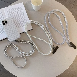 120cm Pearl Phone Lanyard With Card Anti Loss Hanging Rope Phone - Photo 1 sur 11