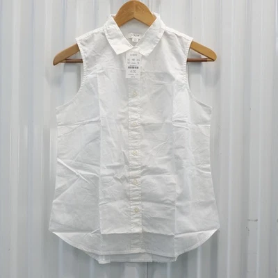 NUEVO CON ETIQUETAS J.CREW Camisa blanca sin mangas de popelina de algodón en corte exclusivo para mujer XS Foto 1 de 4