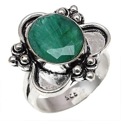 Joyería de plata hecha a mano con piedras preciosas de zafiro esmeralda "7" Foto 1 de 4