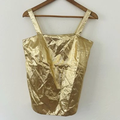 Vintage 60s Gold Lamé Metallic Caron Petite Sleeveless Tank Top Size 6 - Image 1 of 3
