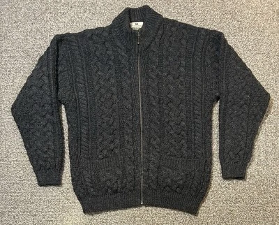 Carraigdonn Pescador Cárdigan Suéter Para Mujer’s S Gris Lana Tejido con Cable Cremallera Completa Foto 1 de 4