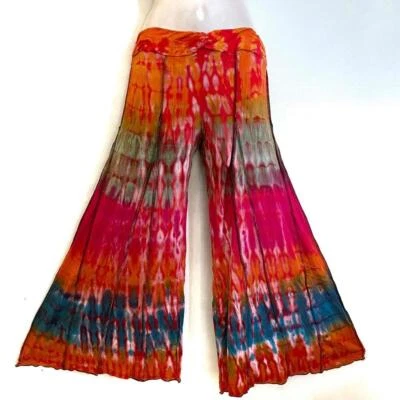 Sacred Threads Hippie Boho Festival Tie Dye Stretch Palazzo Harem Pants 222176 - Image 1 of 3