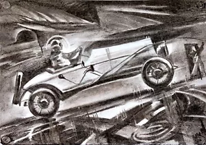 ORIGINAL Lápico Carbón Gráfico Dibujo sobre Papel Arte Moderno Blanco y Negro - Imagen 1 de 3