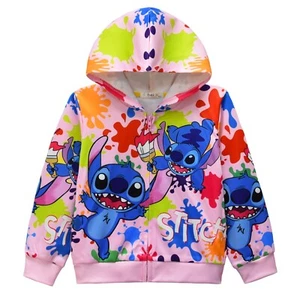 4-10 year old StarCraft Baby Stitch Girls' Zipper Jacket Hooded Jacket - Picture 1 of 31
