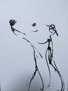Original signed Ink sketch of a Whippet Greyhound Lurcher A4 approx. - Picture 1 of 5