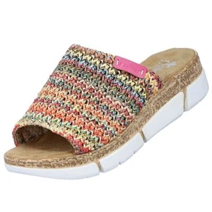 Rieker Mujer Cuña Sandalias Zuecos Rosa Multicolor V2369-90 - Imagen 1 de 7