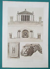ITALIE Temple de Vénus & Rome Plan Façade Moulage Lion - Impression D'ESPOUY 12 x 17"