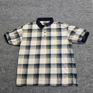 Vintage Bugle Boy Polo Shirt Men's Large Multicolored Plaid Short Sleeve Golfing - Picture 1 of 12