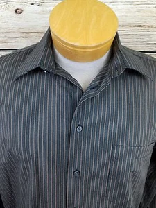 Axcess Herren 15 1/2 32-33 Knopfleiste L/S schwarz braun Streifen faltenfrei  - Bild 1 von 12