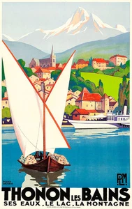 Thonon Les Bains Mediteranee Rail Line 1929 Travel Poster A1 CanvasArt Print - Picture 1 of 1
