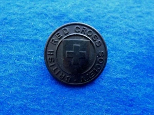EARLY BRITISH RED CROSS SOCIETY 30.5MM BLACKHORN COMPOSITION BUTTON - Picture 1 of 3