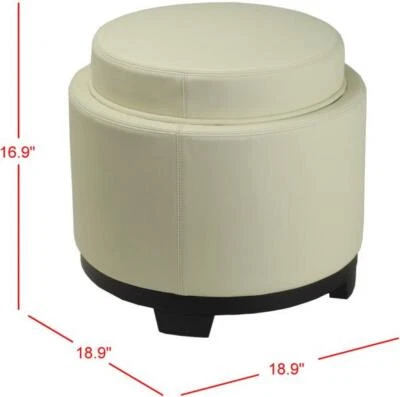 Safavieh ROUND STORAGE OTTOMAN, Reduced Price 2172708976 HUD4045D - Image 1 of 4