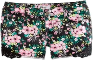 Epic Threads Girl Skinny-Fit Cutoff Shorts Tropical Flower Shorts Sz 12 74-84lbs - Picture 1 of 3