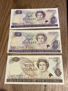 NEUSEELAND 1981 BANKNOTEN EIN & ZWEI DOLLAR - Bild 1 von 2