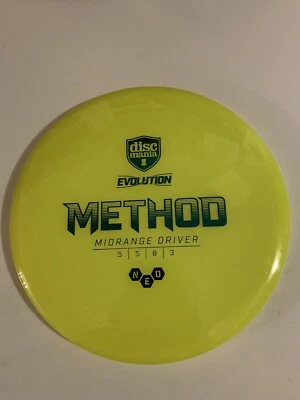 Discmania Method NEO Metal Flake 180G Yellow Green Foil Stamp Midrange Evolution - Image 1 of 4