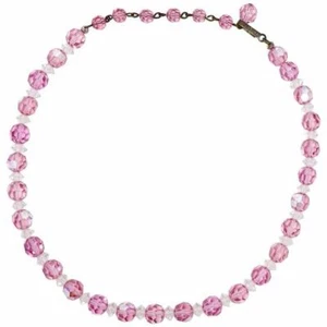 Laguna Rosa Rose Facettierte Kristall Perlen Halskette mit Vintage Messing Haken Verschluss - Bild 1 von 4