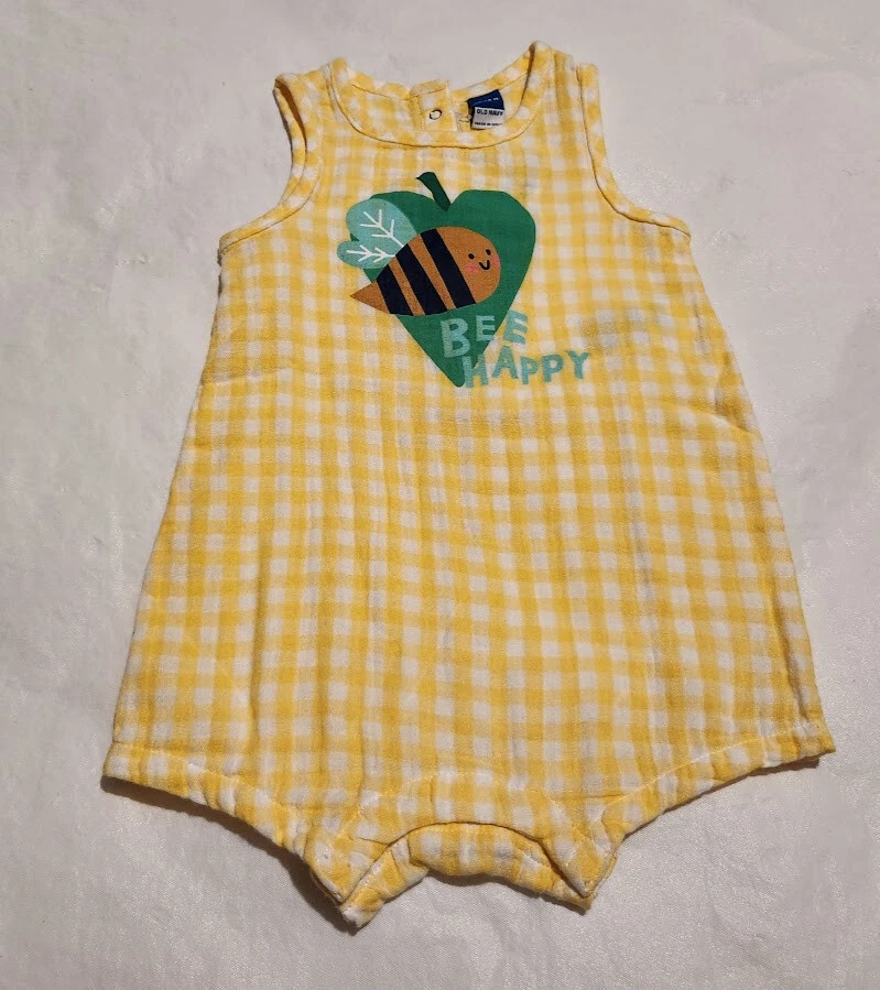 Nuevo con etiquetas Mameluco Corto Antiguo Azul Marino Abeja Feliz Sin Mangas Bebé Niño Niña Unisex Foto 1 de 1