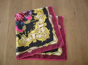 Codello Tuch 100% Seide 53x53cm Schwarz Pink Gold Blumen neuw.ungetragen - Bild 1 von 3