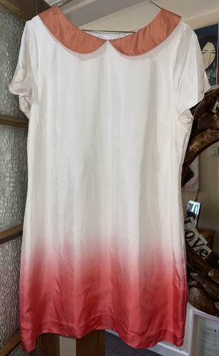 OFF WHITE Abito tinto cravatta arancione bianco crema Fearne taglia 16 Wow