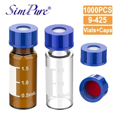 1000PCS 2ml Amber/Clear Sample Vials+Caps Screw Thread Top HPLC GC Glass Bottle - Image 1 of 4