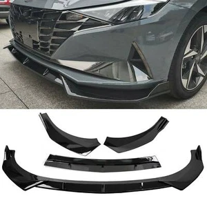 For 2021+ Hyundai Elantra Gloss Black Front Bumper Lip Spoiler Body Kit 3PCS/SET - Picture 1 of 12
