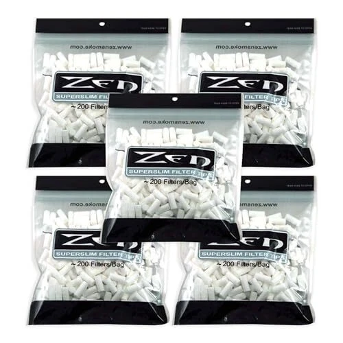Zen Filter Tips SuperSlim - Cigarette Filters for Rolling (5 Bags 1,000 Filters) - Image 1 of 1
