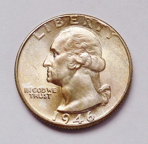 1946-D U.S. WASHINGTON QUARTER ~ CHOICE UNCIRCULATED CONDITION - LIGHTLY TONED Cover