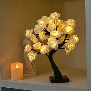 Rose Flower Tree Lamp Led Rose Table Lamp Gift for Teens Girls Mother Home B... - Picture 1 of 4