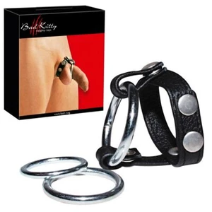 Penis-Riemen mit 3 Metall-Penisringen Cock Nieten Männer Sex-Spielzeug " T13 - Bild 1 von 7