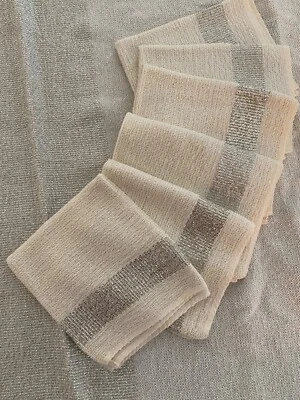 VINTAGE FREDERICK NELSON Silver  Metallic TABLE CLOTH AND NAPKINS - Image 1 of 4