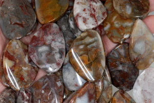 36X26MM MEXICAN LACE AGATE GEMSTONE TWIST NUGGET LOOSE BEADS 7" - Picture 1 of 4